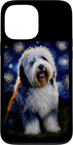 Vista 24 de Old English Sheepdog in Starry Night Painting Dog Mom Dad Case for iPhone 17