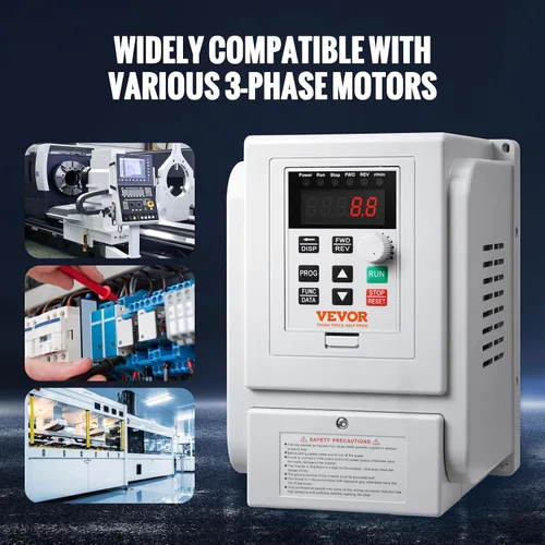 Vista 6 de VEVOR VFD 3HP, 2.2KW, 10A, Entrada 1 Fase 220V-240V a Salida 3 Fases 220V-240V Unidad de Frecuencia Variable, VFD 0-400Hz para Control de Velocidad