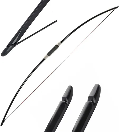 Vista 6 de Arco largo tradicional de 64 pulgadas con tiro con arco largo de 25-120 libras de caza, arco largo inglés, para mano derecha e izquierda, deportes