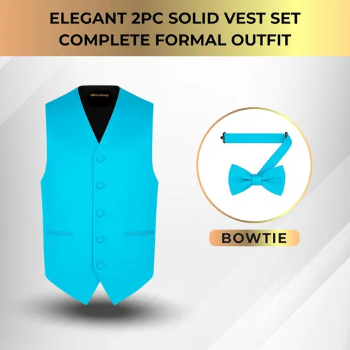 Vista 5 de Conjunto de chaleco formal sólido para hombre, esmoquin, chaleco y pajarita para traje o esmoquin