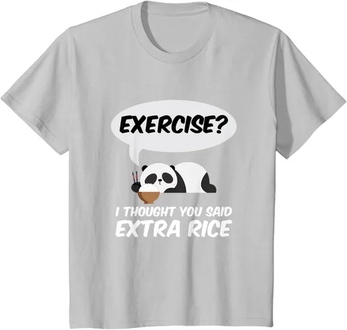 Vista 70 de ¿Ejercicio? I Thought You Said Extra Rice Panda Gift T-Shirt, Negro, S