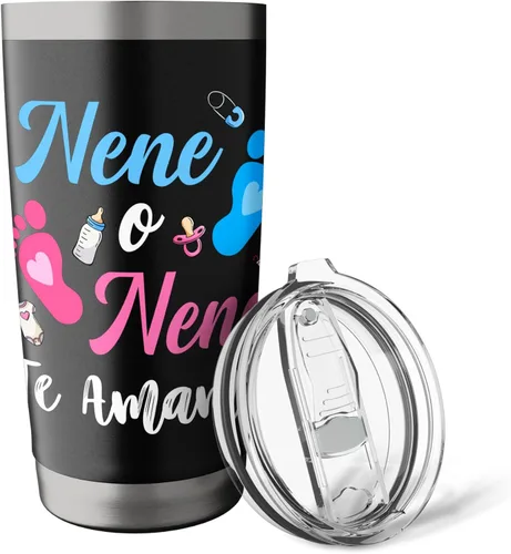 Vista 5 de Vaso aislado de acero inoxidable mexicano a juego Nene o Nena Te Amamos Negro