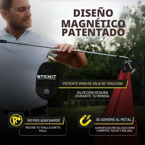 Vista 3 de STICKIT Toalla de golf magnética - Toalla de golf con tejido de gofre - 29