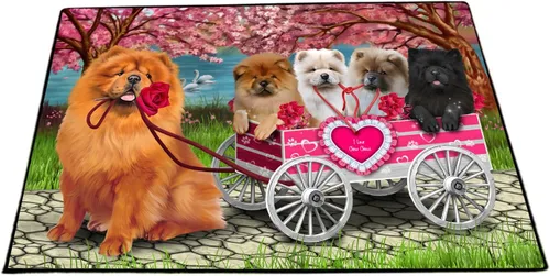 Vista 13 de Doggie of the Day Chow Chow Dogs Floor Mat - 4th of July Independence Day - Best Dog Doormat - Protector Decor - Unique Portrait Art - Premium