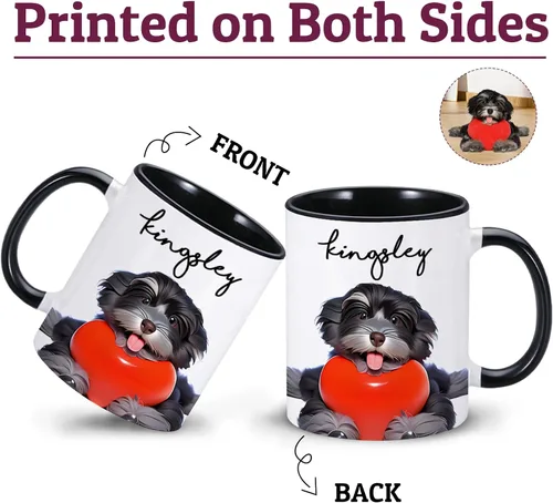 Vista 3 de Taza personalizada para mascotas, taza personalizada con nombre de foto de mascota, taza personalizada para mascotas para dueños de perros, taza