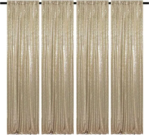 Vista 14 de Cortinas de Fondo de Lentejuelas Negras Cortinas Brillantes con Purpurina 2FTx8FT 2 Paneles para Decoraciones de Bodas Fiestas de Cumpleaños