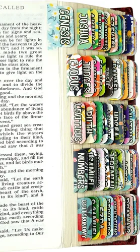 Vista 11 de Divisores de Biblia laminados con impresión grande para la Biblia Antiguo y Nuevo Testamento en blanco y negro