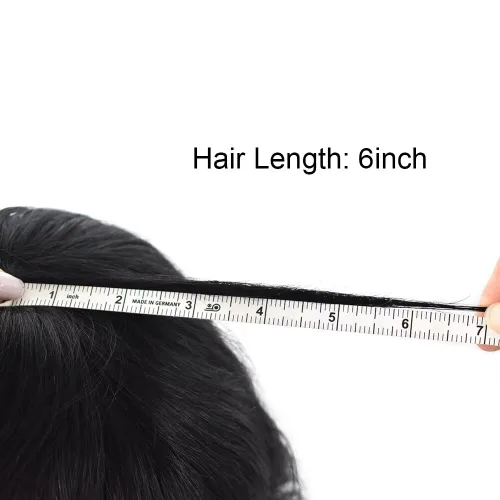 Vista 6 de LYRICAL HAIR Toupee para hombres de piel fina inyección de PU unidad de peluca para hombre 1# Jet Real Natural Cabello humano Pieza Sistema