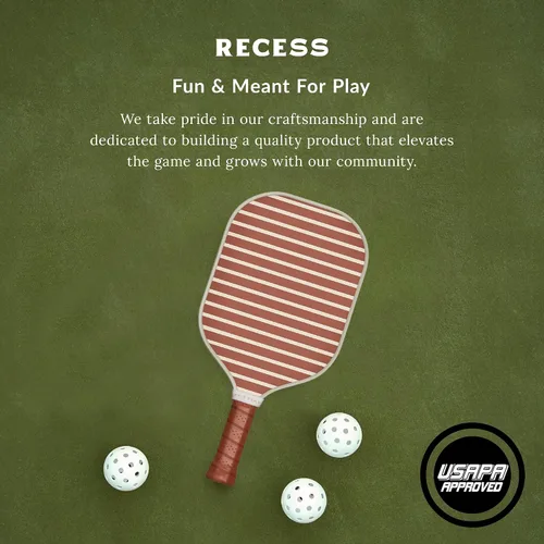 Vista 4 de Recess Premium Pickleball Paddle - Superficie de fibra de vidrio fuerte y duradera, ligera, núcleo de panal y asas de agarre cómodas, torneo o juego