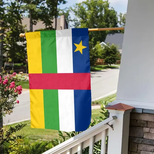Vista 5 de POOEDSO Flag of the Central African Republic Garden Flags 12x18Inch Double Sided Outdoor Yard Decoration Garden Flag For Patio Lawn Home Welcome