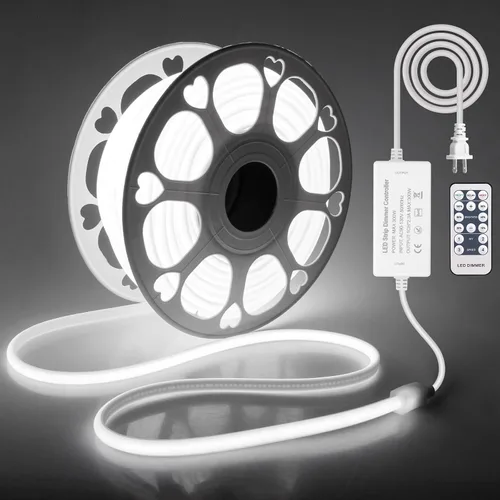 Vista 7 de COB Tira de Luces LED de 10 Pies 6000K Luz Diurna Blanca CA 110V-120V Luces de Cuerda LED Exterior Impermeable IP65 Alta Densidad 288LEDs/M Tira