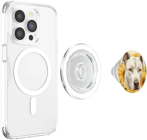 Vista 4 de Dogo Argentino Perro Acuarela Girasol PopSockets MagSafe PopGrip para iPhone