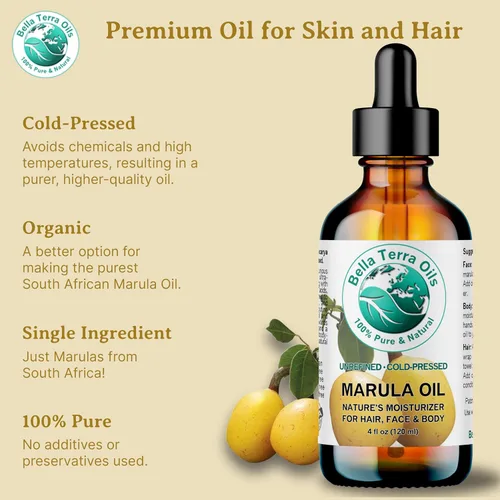 Vista 8 de Bella Terra Oils - Aceite de marula 8 onzas - Prensado en frío, rico en aminoácidos y antioxidantes, el epítome del aceite facial de lujo, aumenta