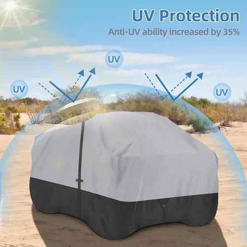 Vista 4 de Cubierta 600D para cuatrimoto, impermeable y resistente al viento, 4 ruedas, almacenamiento al aire libre, protección para todo tipo de clima