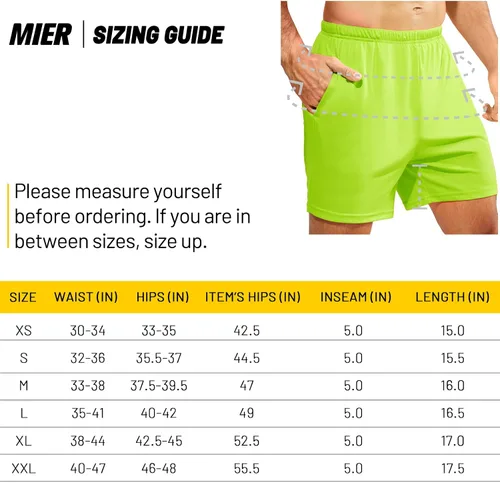 Vista 6 de MIER Pantalones cortos deportivos para hombre, para correr, gimnasio, entrenamiento, 5 pulgadas, de secado rápido, pantalones cortos ligeros