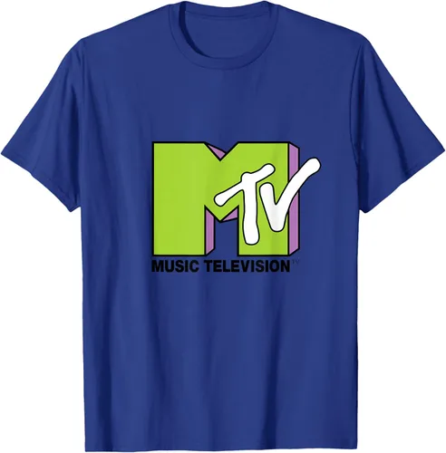 Vista 20 de Camiseta de tratamiento de relleno con logotipo MTV verde lima y morado, Negro, S Azul Marino
