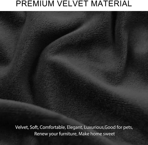 Vista 3 de Fundas de cojín de terciopelo para sofá, funda elástica para cojín de sofá suave, protector de muebles extraíble y lavable para sala de estar, Negro