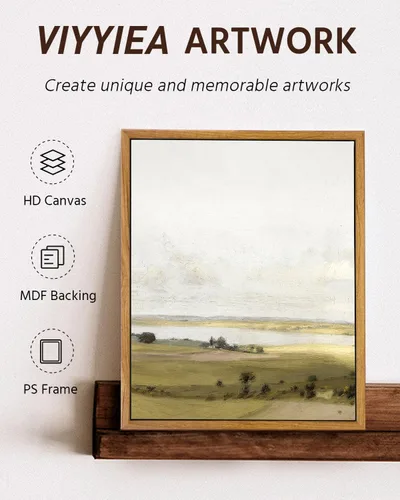 Vista 6 de VIYYIEA Arte de Pared en Lienzo Enmarcado Decoración del Hogar, Decoración de Granja Valles Ondulantes bajo Cielos Despejados Pintura de Pared