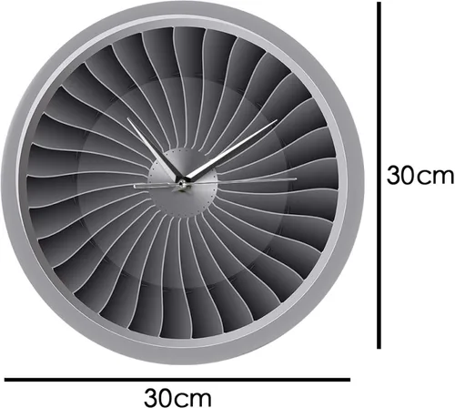 Vista 2 de Reloj de pared – 12 pulgadas silencioso sin tictac motor a chorro de turbina ventilador de motor impreso acrílico reloj de pared de avión arte