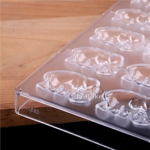 Vista 5 de 10 cavidades Animal Elefante Forma Policarbonato PC Chocolate Molde Caramelo Ice Cube Moldes Sugarcraft Baking Moldes DIY Herramientas para hornear