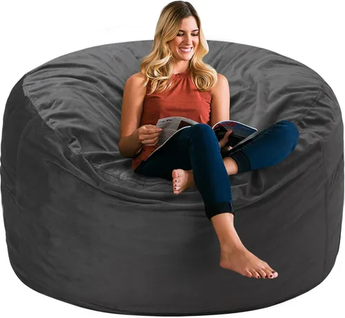 Vista 48 de HABUTWAY Silla de Puf de 2 Pies, Puf de 2' de Sillones Pequeños con Relleno, Silla de Puf en Forma de Lágrima de Terciopelo Ultra Suave con Funda