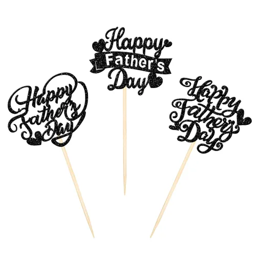 Vista 3 de 24 adornos para cupcakes con purpurina para el Día del Padre, con purpurina, corazón, amor, padre, mejor papá, decoración de cupcakes para feliz día