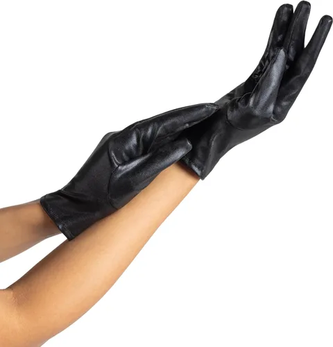 Vista 5 de Spooktacular Creations Guantes metálicos negros, unisex de superhéroe negro brillante para adultos, niños, accesorio de disfraz de Halloween, guante