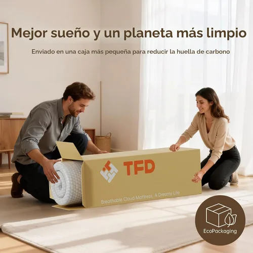 Vista 6 de TFD Colchón individual de espuma viscoelástica de 8 pulgadas en una caja, colchón de espuma viscoelástica de gel para un sueño cómodo y sueño