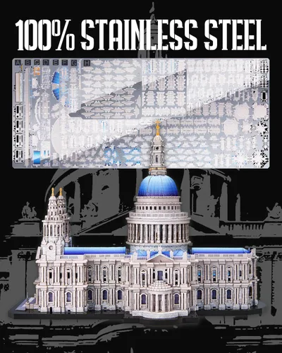 Vista 7 de Piececool Rompecabezas de metal 3D para adultos, kit de modelo de metal de la catedral de San Pablo, kits de construcción de arquitectura