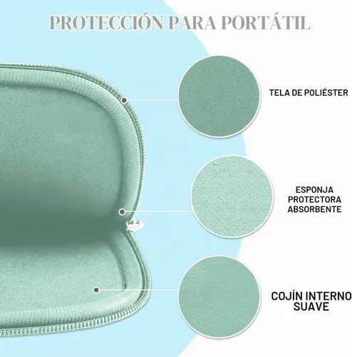 Vista 5 de Funda para laptop de 14 pulgadas, maletín protector a prueba de golpes con bolsillo para accesorios, bolsa portátil para computadora para MacBook