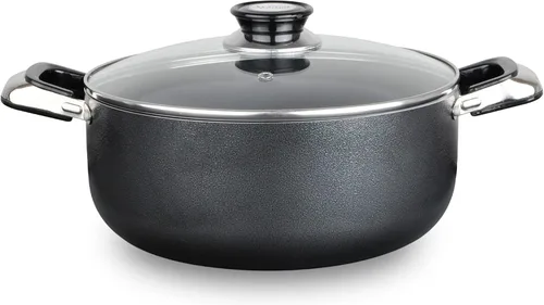 Vista 21 de Alpine Cuisine Olla antiadherente de 2.2 cuartos de galón con tapa de vidrio templado y asas de transporte, utensilios de cocina multiusos, horno