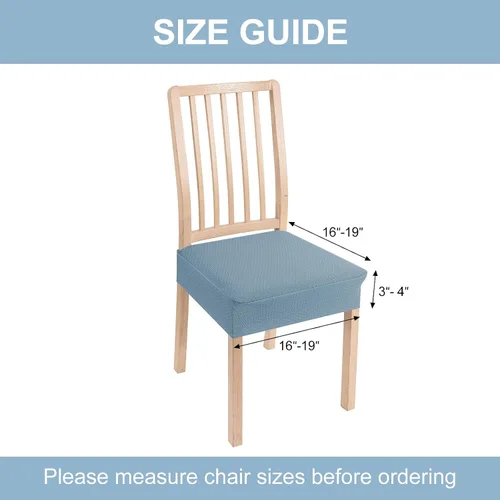 Vista 5 de Smiry Juego de 2 fundas de asiento elásticas de jacquard para sillas de comedor, extraíbles y lavables, sin fundas traseras, color azul aireado