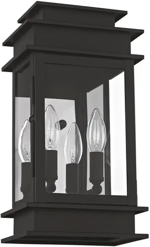 Vista 4 de Livex Lighting 2014-07 Princeton linterna de pared al aire libre Bronce con reflector de acero inoxidable cromado pulido