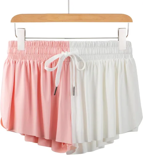 Vista 5 de Pantalones cortos atléticos fluidos para adolescentes, gimnasio, yoga, entrenamiento, correr, faldas de mariposa, lindas prendas de moda de verano