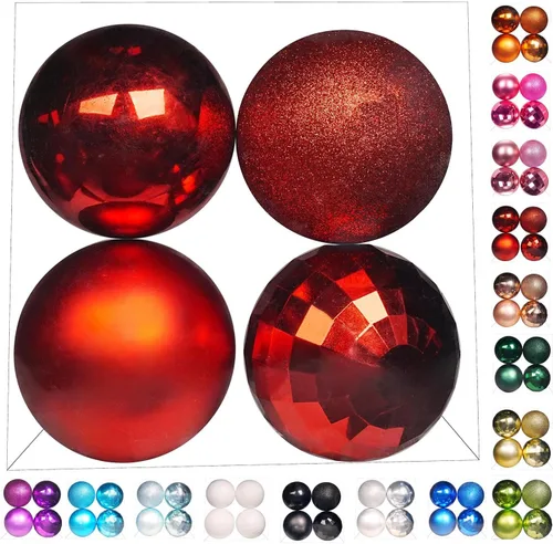 Vista 14 de Emopeak - Juego de 24 esferas navideñas, ornamentos irrompibles, 4 estilos, decoración colgante para árbol de Navidad, boda o fiesta