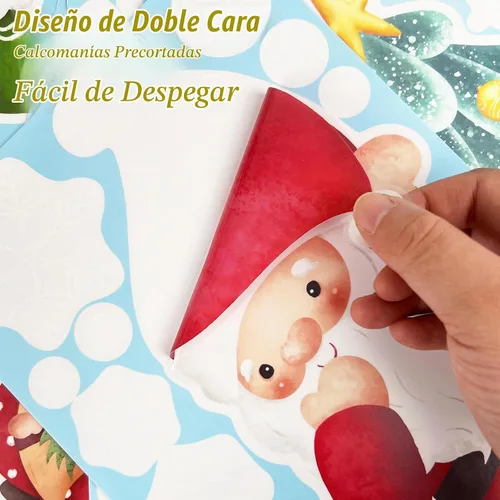 Vista 3 de AOWDIAO Decoraciones de Navidad, 210 unidades de adhesivos de ventana de Navidad para vidrio de doble cara, reutilizables, lindas calcomanías