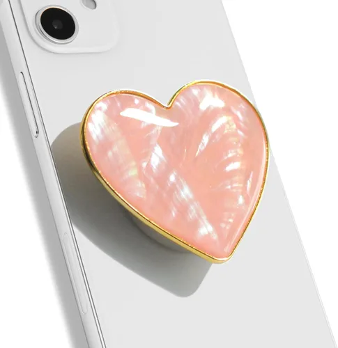 Vista 15 de OnTheGrip - Soporte plegable para teléfono móvil con diseño de concha de mar natural en forma de corazón para teléfono inteligente, tableta
