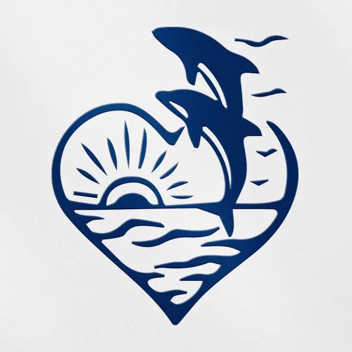 Vista 7 de Adhesivos transparentes de escena de corazón de delfín (azul celeste) Calcomanías de vinilo impermeables de alta calidad para teléfono portátil