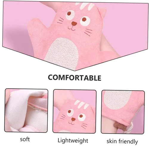 Vista 8 de 6Pcs Bath Mitts Washcloths Soft Body Cleaning Gloves with Cartoon Patterns for Gentle Scrubbers for Bath Enjoyment and Delicate Skin Care