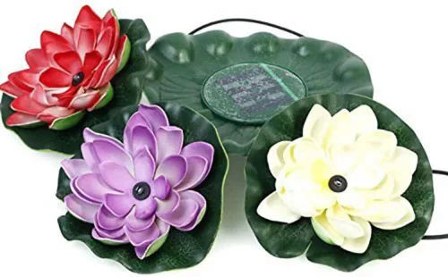 Vista 2 de Flor de loto LED flotante Superdream, alimentado por energía solar - Un toque de luz para la alberca, el estanque, el jardín - Iluminación nocturna