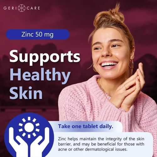 Vista 5 de GeriCare Suplemento mineral esencial de sulfato de zinc de 50 mg, apoya la función inmunológica, actividad antioxidante y metabolismo de nutrientes