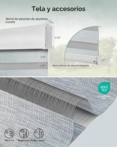 Vista 5 de Yoolax Persianas motorizadas con control remoto, persianas eléctricas de cebra para ventanas de interior, oscurecimiento de habitación inteligentes