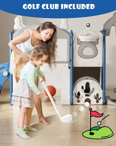 Vista 4 de XJD - Juego de tobogán y columpio 13 en 1 para niños pequeños, tobogán para niños de 1 año en adelante, juego de exterior para niños pequeños