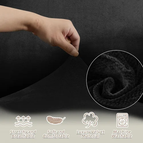 Vista 187 de Arfntevss Fundas de sofá seccional reclinable de terciopelo, Funda de sofá seccional de esquina para sofá reclinable, Funda elástica suave