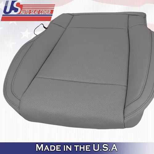 Vista 7 de U.S.AutoSeatCover 2017 para Ford F150 Lariat Driver Passenger Bottom Perf Fundas de asiento de cuero gris