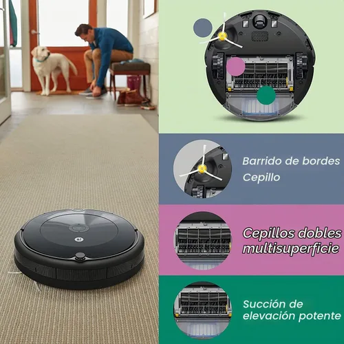 Vista 3 de iRobot Roomba 676 Robot Aspirador con conectividad Wi-Fi, compatible con Alexa, bueno para pelo de mascotas, alfombras, suelos duros, carga