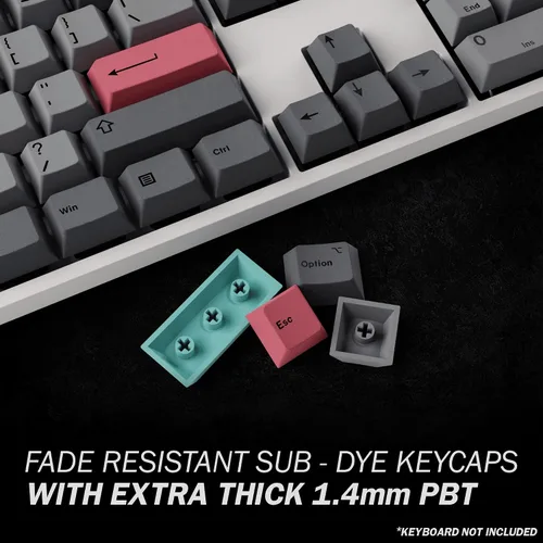 Vista 2 de HK Gaming - Teclas de sublimación Perfil Cherry Teclas gruesas de polibutileno para teclado mecánico