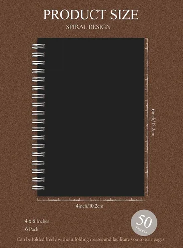 Vista 2 de Paquete de 6 cuadernos en espiral de 4 x 6 pulgadas, cuadernos en espiral, bloc de notas forrado, cuaderno forrado en espiral con 50 hojas, 100
