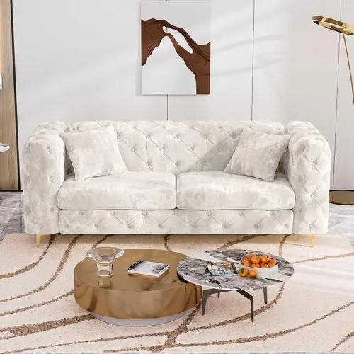 Vista 3 de DAMAIFROM - Sofá de 190 cm de Terciopelo con Botones Tuflados, Sofá Chesterfield de Estilo Moderno de Media Siglo con Altos Respaldo y Patas
