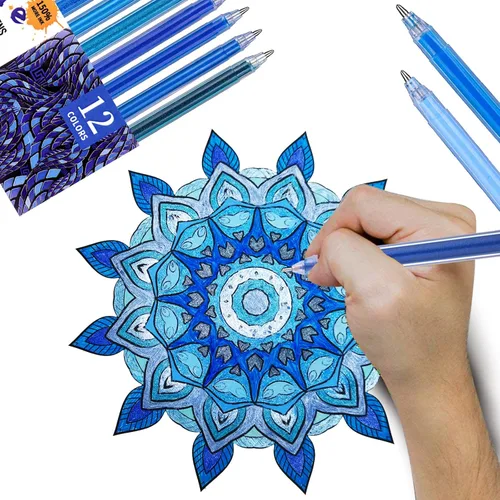 Vista 4 de Bolígrafos de gel azules, bolígrafos de punta fina pastel de cristal metálico con purpurina con un 150% más de tinta para escribir suavemente